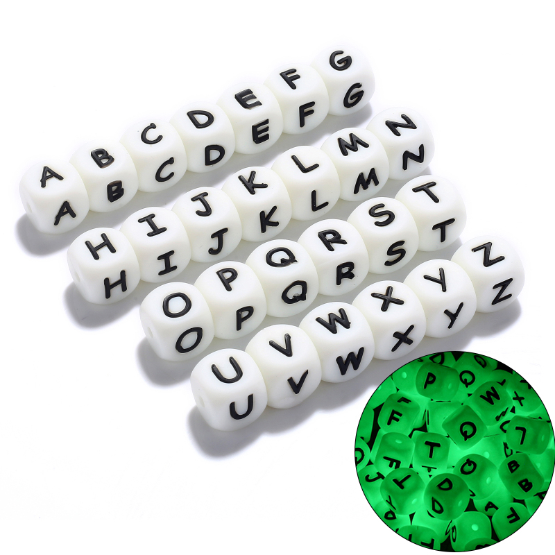 Baby Products Name - 10pcs Baby Luminous Silicone Beads Letters