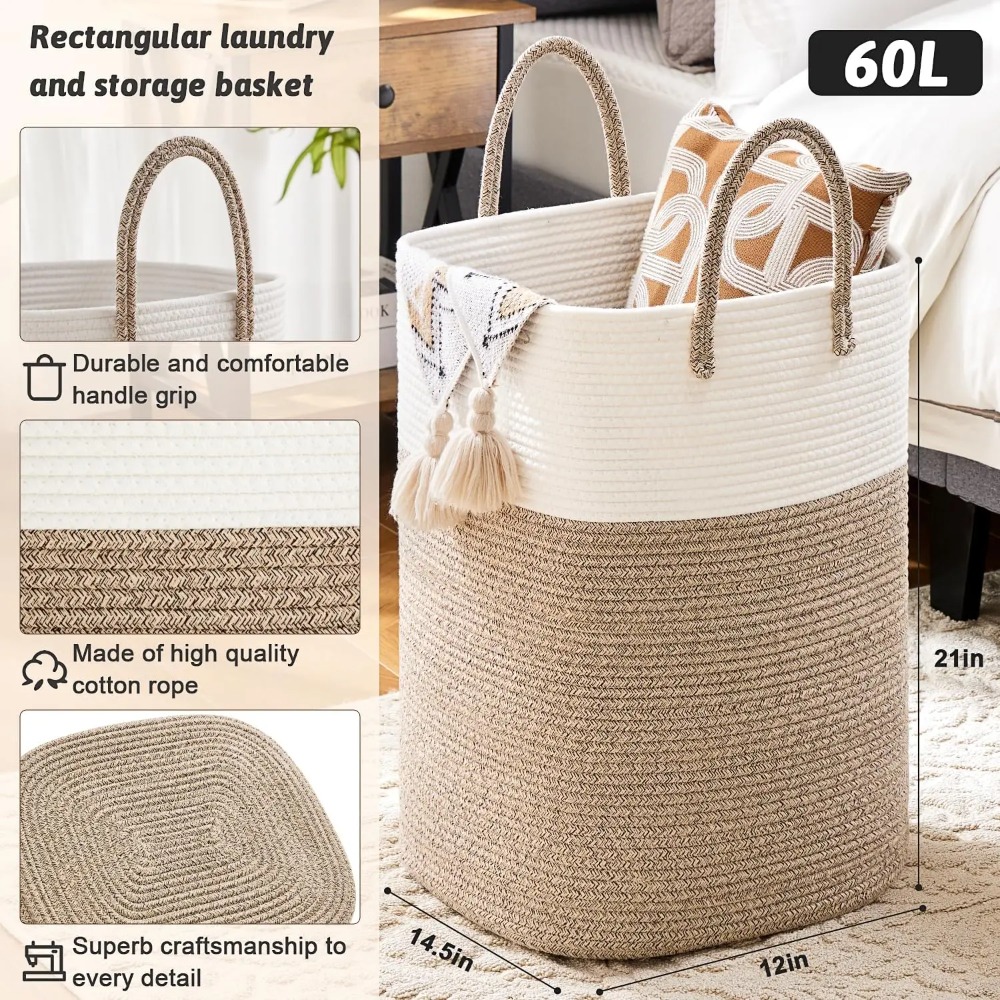 Laundry Basket,Woven Cotton Ro - Baby Products Hamper recension och pris