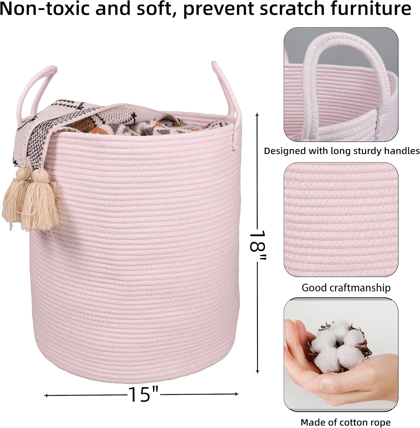 Large Cotton Rope Laundry Bask - Baby Products Hamper recension och pris