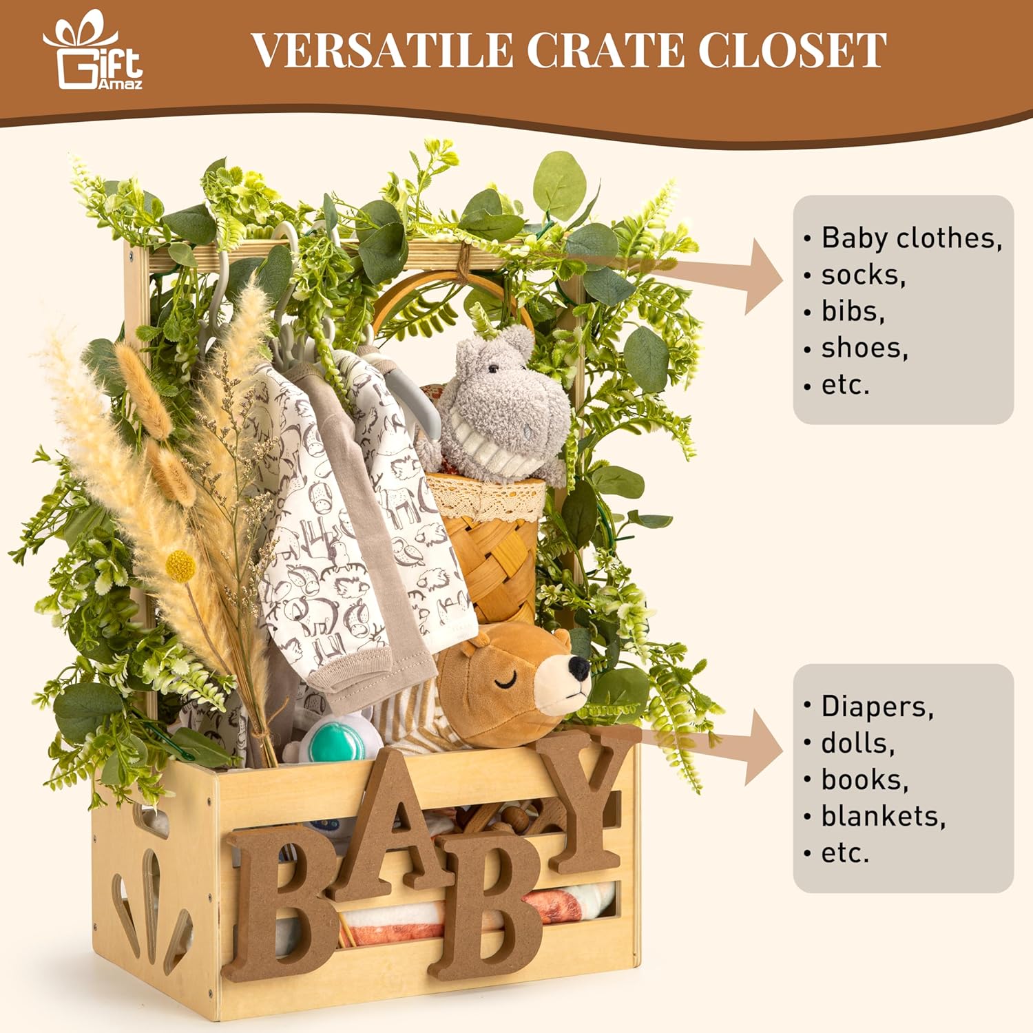 Wooden Baby Shower Crate Baske - Baby Products Hamper recension och pris