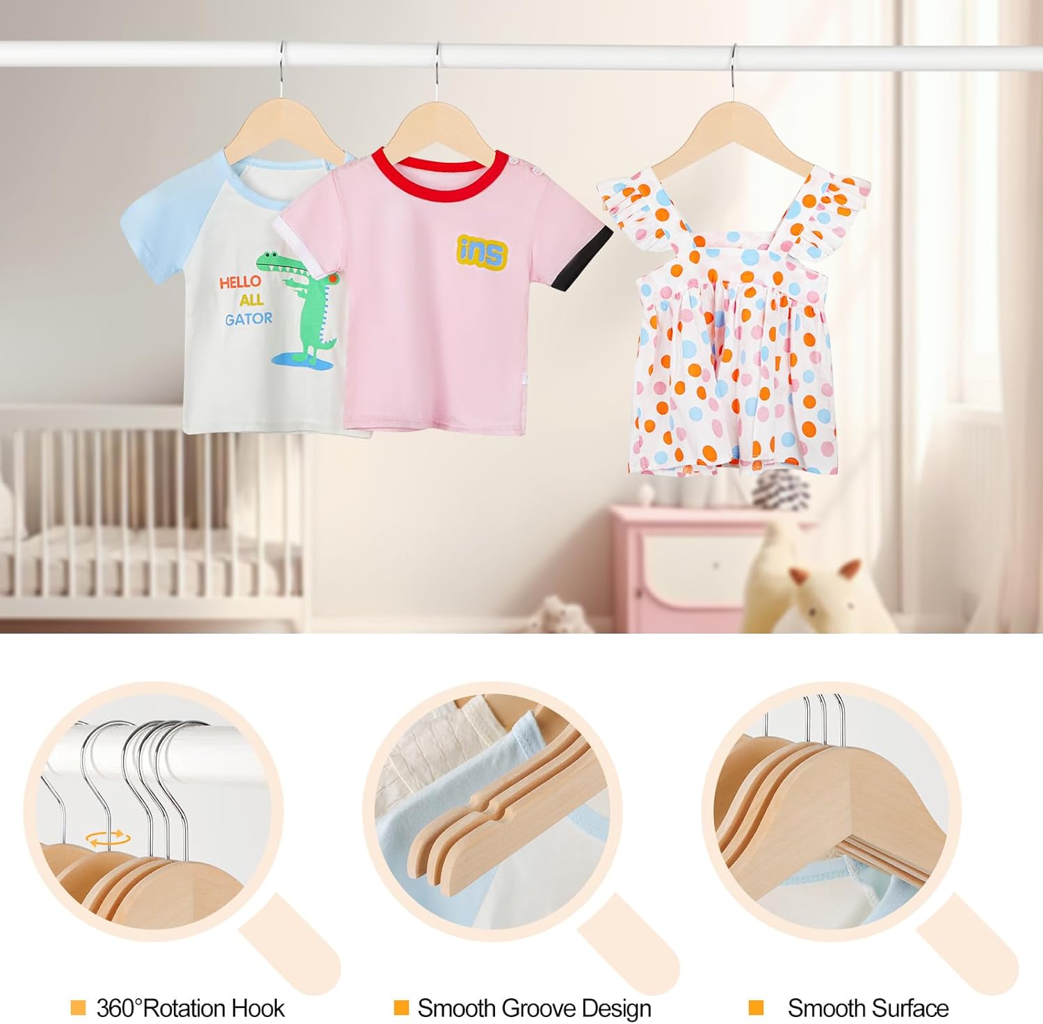 Natural Wood Kids Hangers with - Baby Products In recension och pris